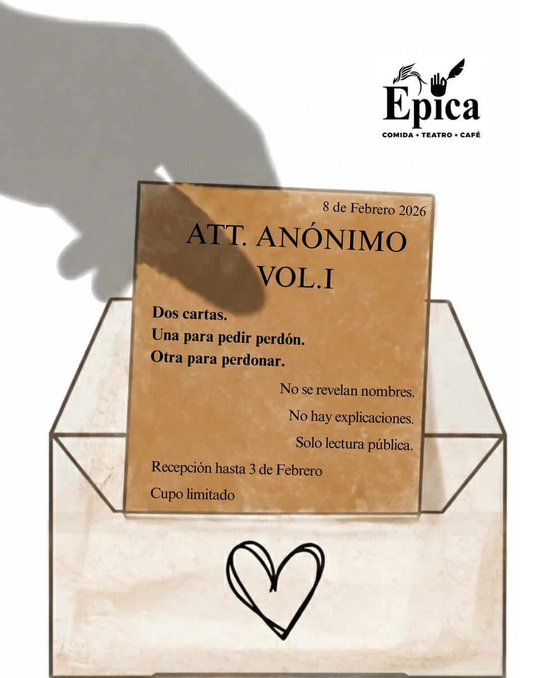 Flyer promocional del evento Att. Anónimo Vol. 1